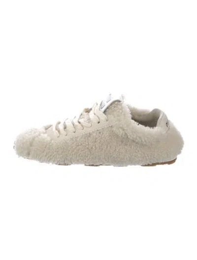 Pre-owned Miu Miu Shearling Sneakers In Neutral