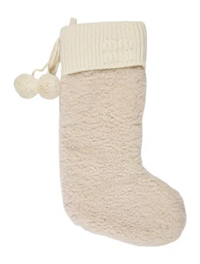 Pre-owned Miu Miu Shearling Stocking In Neutral