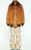 Miu Miu Shearling-trimmed Jacket In Brown