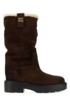 Miu Miu Shearling-lined Suede Boot In Brown