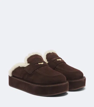 Miu Miu Platform Sabot Sandals Gold Tone Hardware In Multi