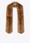Miu Miu Sheepskin Fur Collar Scarf In Brown