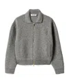 Miu Miu Shetland Wool And Cashmere Zipper Cardigan In Gray