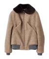 Miu Miu Shetland Wool Blouson Jacket In Brown