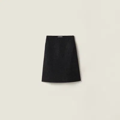 Miu Miu Shetland Wool Skirt In Black