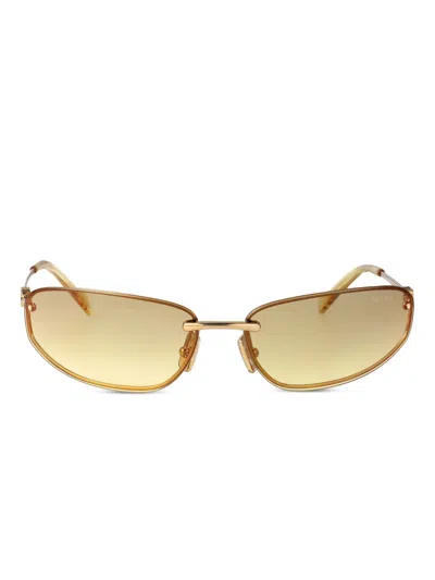 Miu Miu Womens Gold Mu A50s Oval-frame Metal Sunglasses In Yellow Gradient Silver