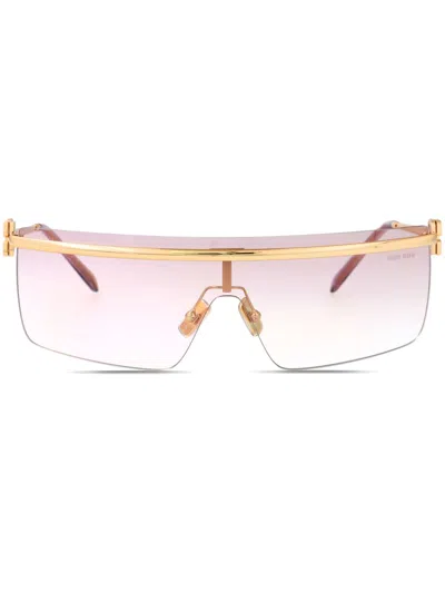 Miu Miu Womens Gold Mu 50zs Irregular-frame Metal Sunglasses In Clear Gradient Pink