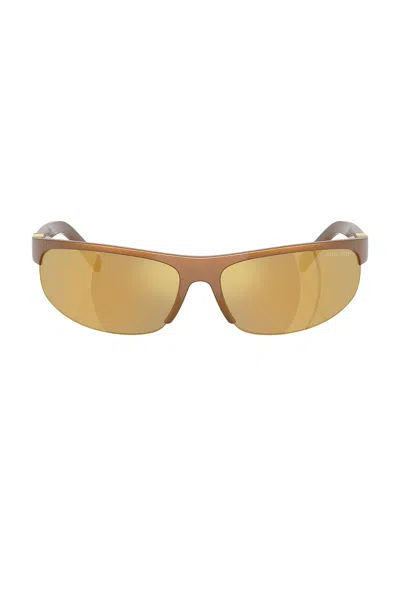 Miu Miu A02s Semi-rimless Oval Plastic Sunglasses In Beige