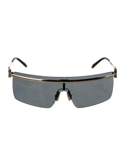 Pre-owned Miu Miu Shield Tinted Sunglasses In Gold