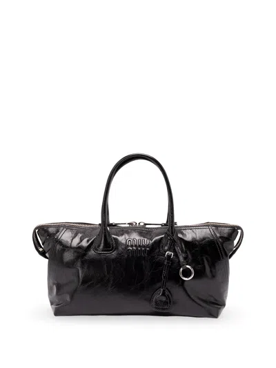 Miu Miu Shiny Leather Bag In Black