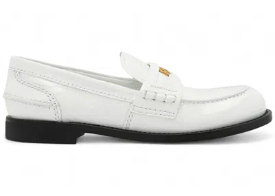Pre-owned Miu Miu Shiny Leather Penny Loafers (women's) Sneakers In White