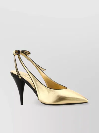 Miu Miu Slingback Pumps In Platinum-coloured Nappa Leather Women In Black