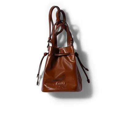 Miu Miu Shiny Leather Pouch In Palisander