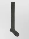 Miu Miu Shiny Ribbed Over-the-knee Hold Ups In Gray