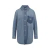 Miu Miu Denim Shirt With Chest Pocket And Round Hem
