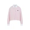 Miu Miu Cotton Shirt With White Collar And Cuffs In Pink