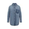 Miu Miu Denim Shirt With Chest Pocket And Round Hem