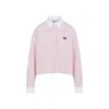 Miu Miu Cotton Shirt With White Collar And Cuffs In Pink