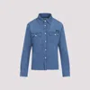 Miu Miu Logo Long-sleeved Shirt In Azzurro