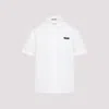 Miu Miu Logo-patch Short-sleeved Shirt In Bianco
