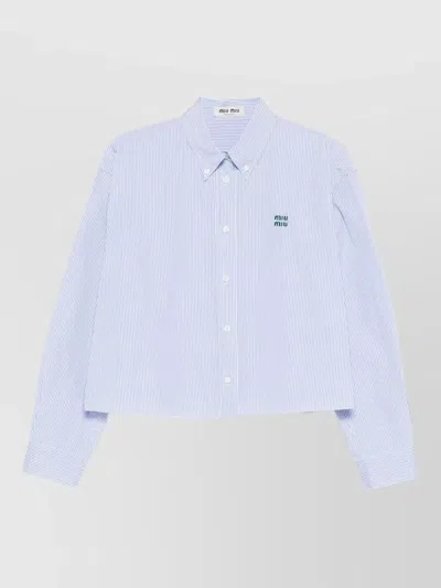Miu Miu Shirt Button Down Collar Long Sleeves Stripes In Blue