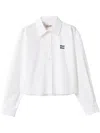 Miu Miu Cropped Cotton Poplin Shirt In White