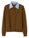 Miu Miu Knitwear With Ribbed Cuffs And Hem In Brown