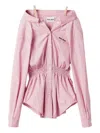 Miu Miu Elasticated Waistband Striped Shirt Mini Dress Clothing In Pink