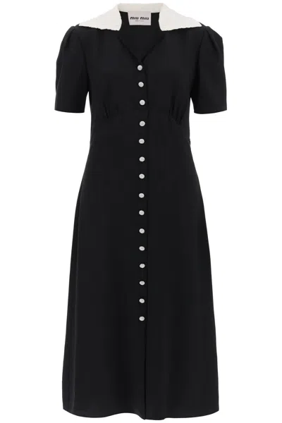 MIU MIU SHIRT DRESS WITH DIAMANTÉ BUTTONS