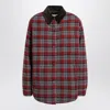 Miu Miu Shirt-style Down Jacket With Slate Grey/red Check Pattern Women In Multi