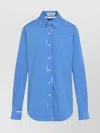 Miu Miu Logo Long-sleeved Shirt In Blue