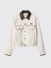 Miu Miu Jacket Contrast Collar Long Sleeves Chest Pockets In Transparent