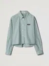 Miu Miu Check Cropped Button-front Shirt In Multi