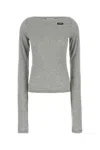 Miu Miu T-shirt In Cotone Grigio  Donna