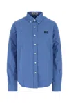 Miu Miu Button-detailed Cotton-poplin Shirt In Blue