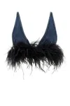 Miu Miu Denim Feathers Embellishment Top