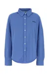 Miu Miu Button-detailed Cotton-poplin Shirt In Blue