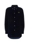 Miu Miu Dark Blue Corduroy Shirt In Black