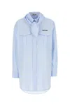 Miu Miu Embroidered Poplin Shirt In Blue