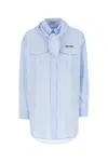 Miu Miu Embroidered Poplin Shirt In Blue