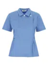 Miu Miu Poplin Shirt Featuring Belted Waist And Buttons In Blue