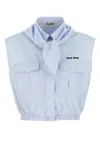 Miu Miu Embroidered Poplin Shirt In Blue