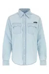 Miu Miu Menswear Chambray Button Down Shirt In Blue