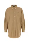 Miu Miu Biscuit Poplin Oversize Shirt In Brown