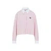 Miu Miu Cotton Shirt With White Collar And Cuffs In Pink