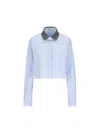 Miu Miu Striped Shirt In Sky+white