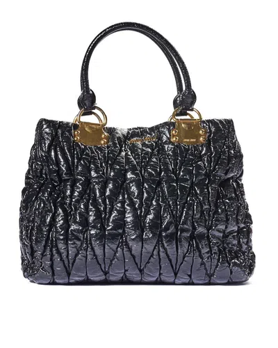 Miu Miu Shopper Large Matelassè Patent Black