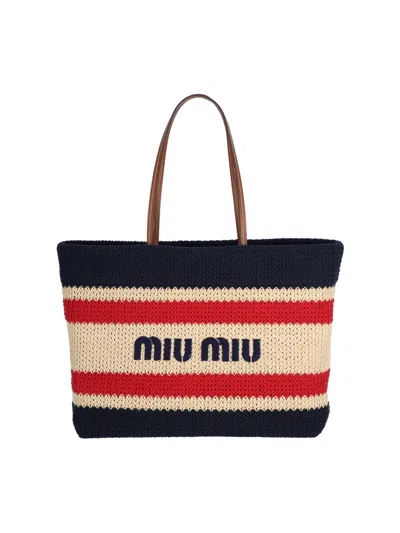 Miu Miu Shopping Bag In Beige