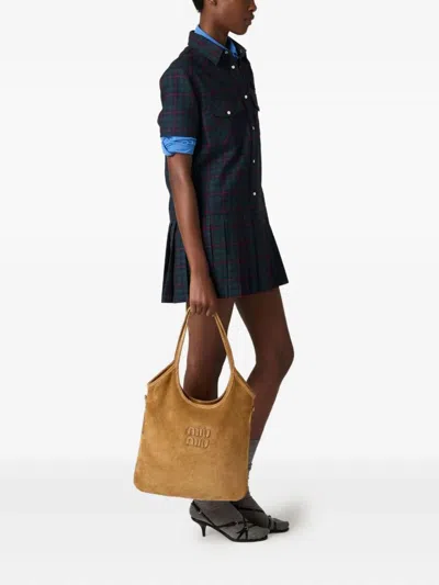 Miu Miu Shopping Camoscio In Green