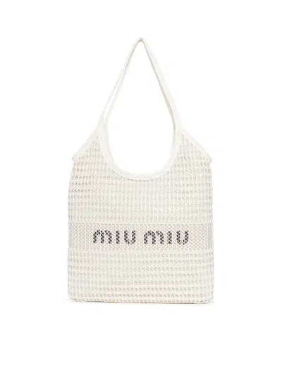 Miu Miu Shopping Rete Logo In Nude & Neutrals